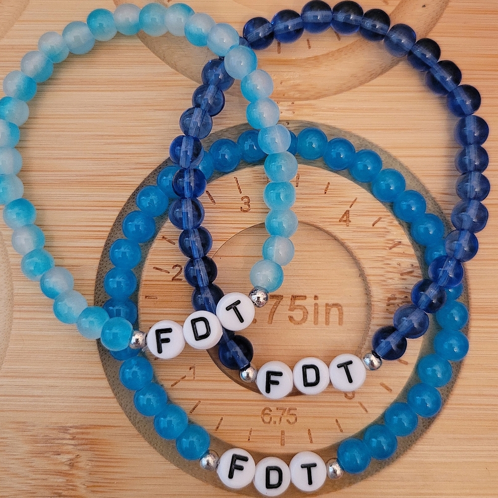 Set of 3 FDT Blue Beaded Bracelets For Democrats Liberals Handmade - Picture 3 of 3